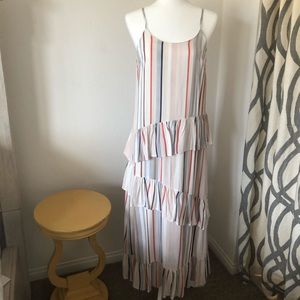 Fun Maxi dress with diagonal ruffles!